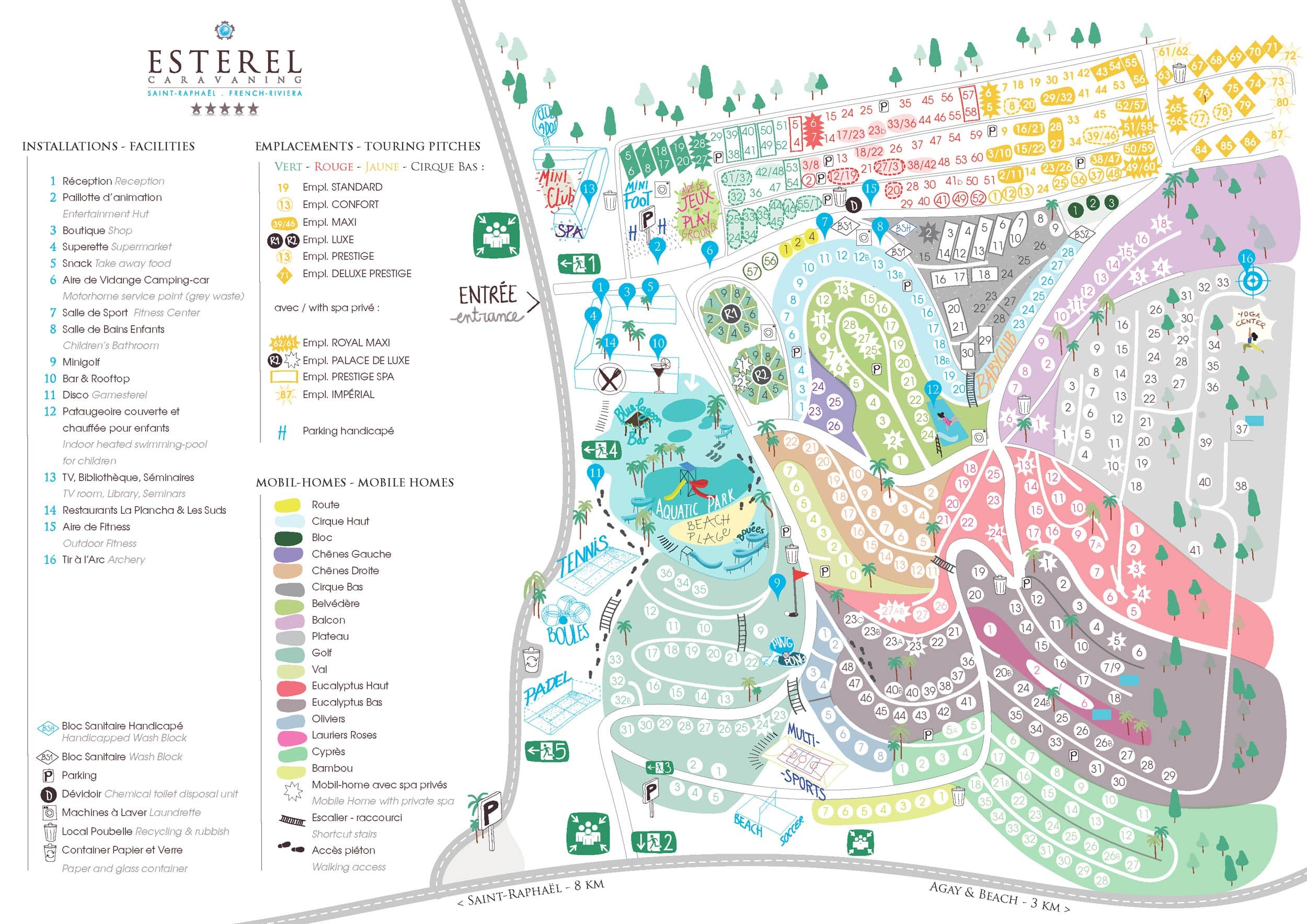 Plan du camping Esterel Caravaning 2025