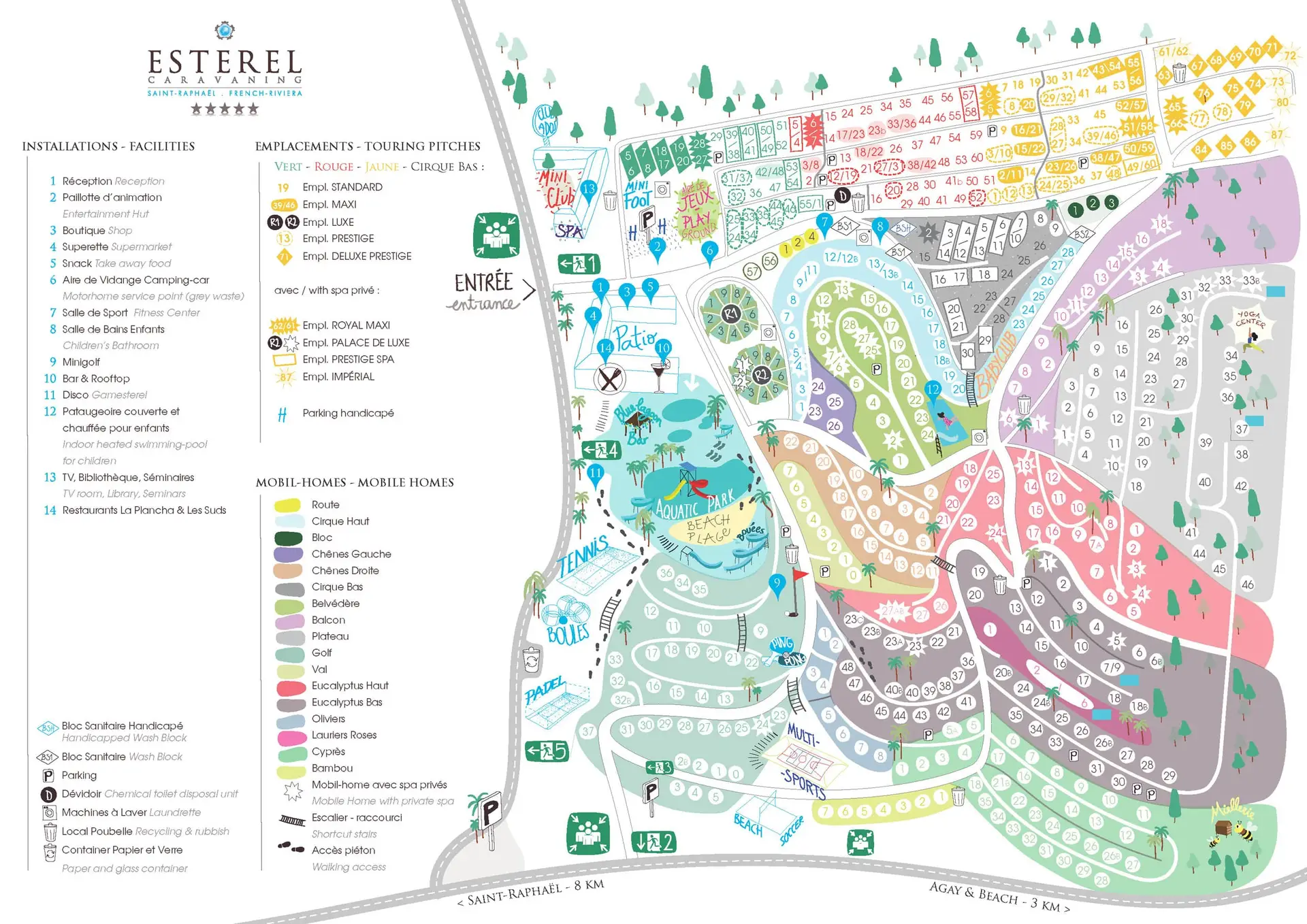 Plan du camping Esterel Caravaning 2025